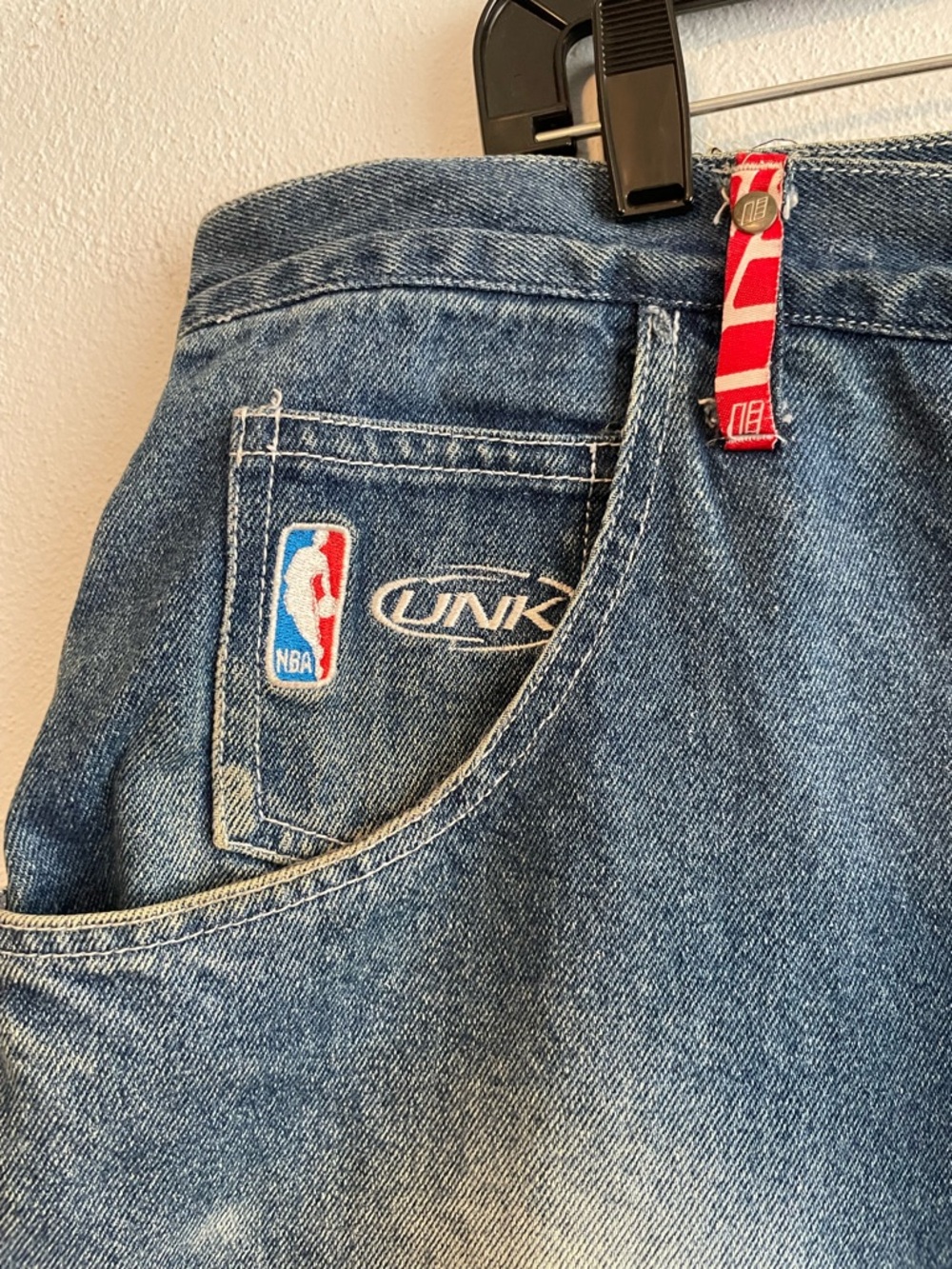 Men's Blue Denim Jean Shorts with Red Rockets Logo - Picture 4 of 14